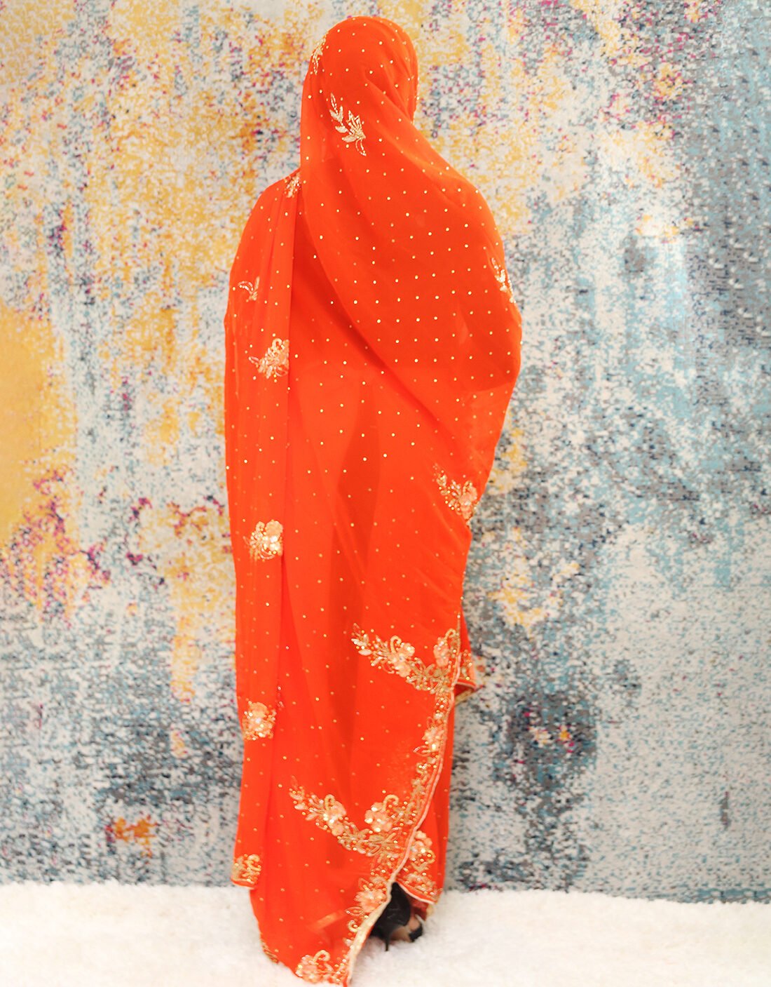 Suhaila Orange Saree Toub - Image 3