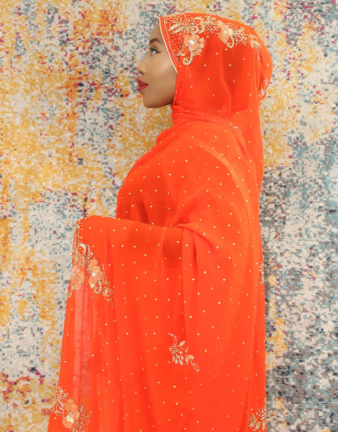 Suhaila Orange Saree Toub - Image 2