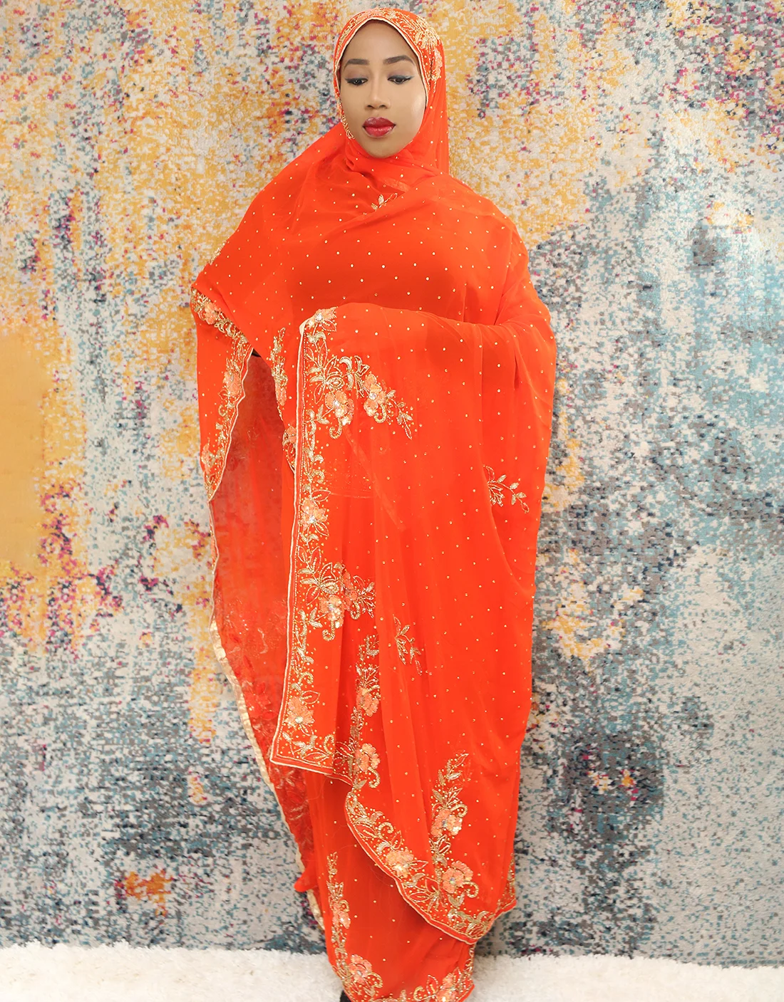 Suhaila Orange Saree Toub