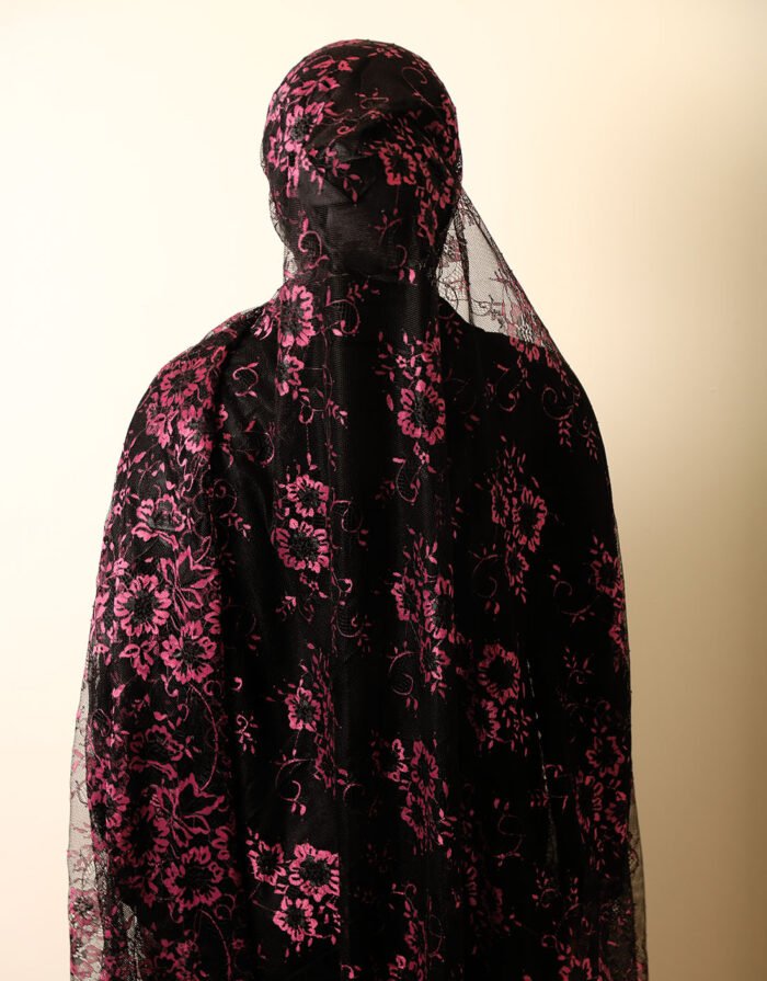 Husaina Black Pink Chantilly Lace Mayafi - Image 2