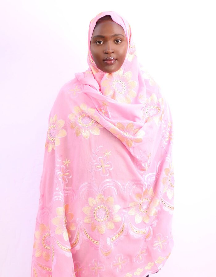 Amna Pink Cotton Maxi Mayafi - Image 2