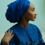 Blue African Raw Silk Scarf