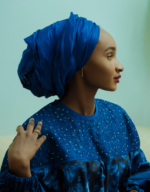 Blue African Raw Silk Scarf