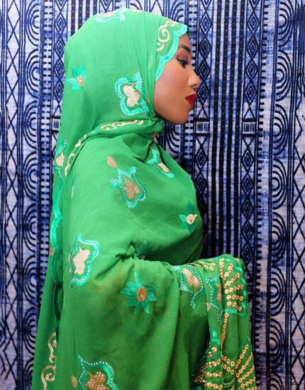 Hasia Green Cotton Maxi Mayafi
