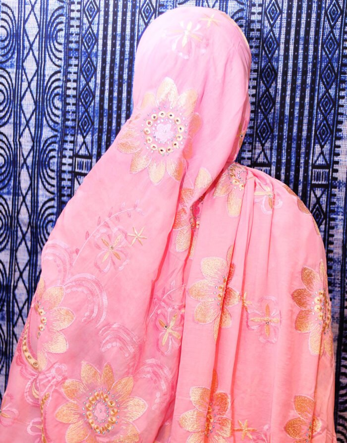 Amna Pink Cotton Maxi Mayafi - Image 3