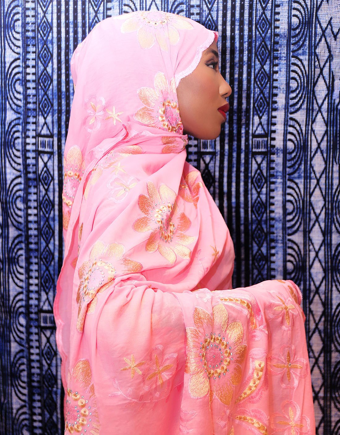 Amna Pink Cotton Maxi Mayafi