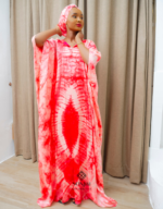 Asma’u Pink Adire Boubou & Turban Set - Image 2