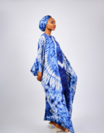 Sumaya Blue Adire Boubou & Turban Set