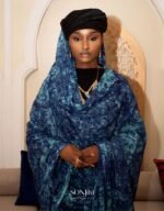 Model wearing the Sonjiki - MAIMOUNA BLUE MELHFA