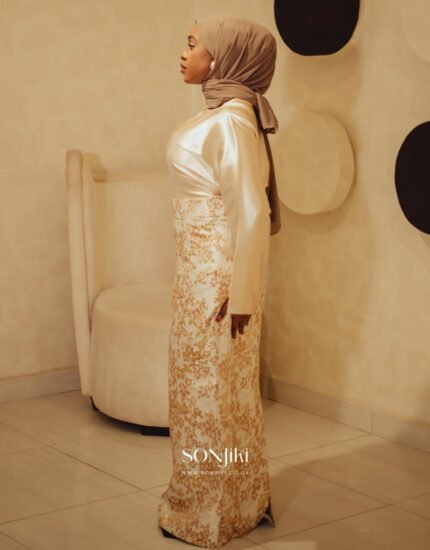 The Mariyah Cream & Gold Co-ord Set — brocade elegance for modest celebration dressing. Shop Sonjiki UK.