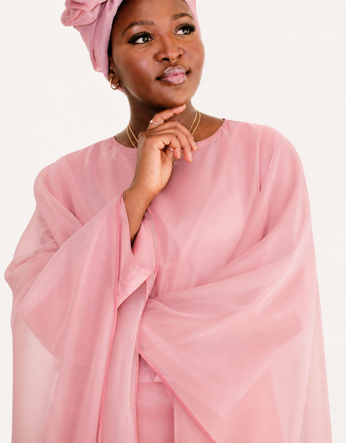 Lami Pink Occasion Cape Gown - Image 4