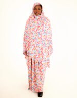 Mariama Pink Floral Long Sleeve Melhfa Dress - Image 4