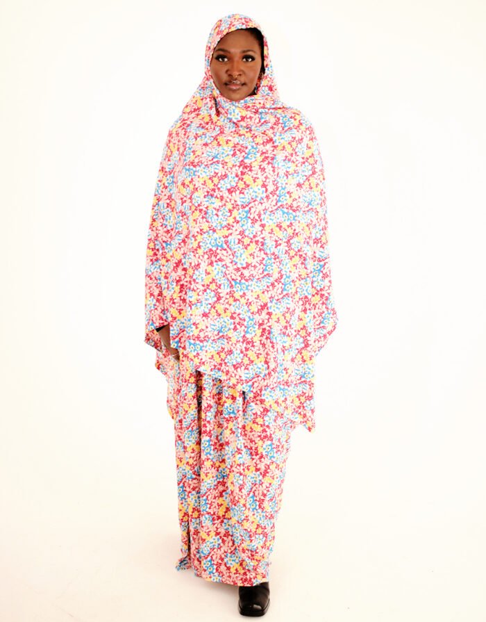 Mariama Pink Floral Long Sleeve Melhfa Dress - Image 4