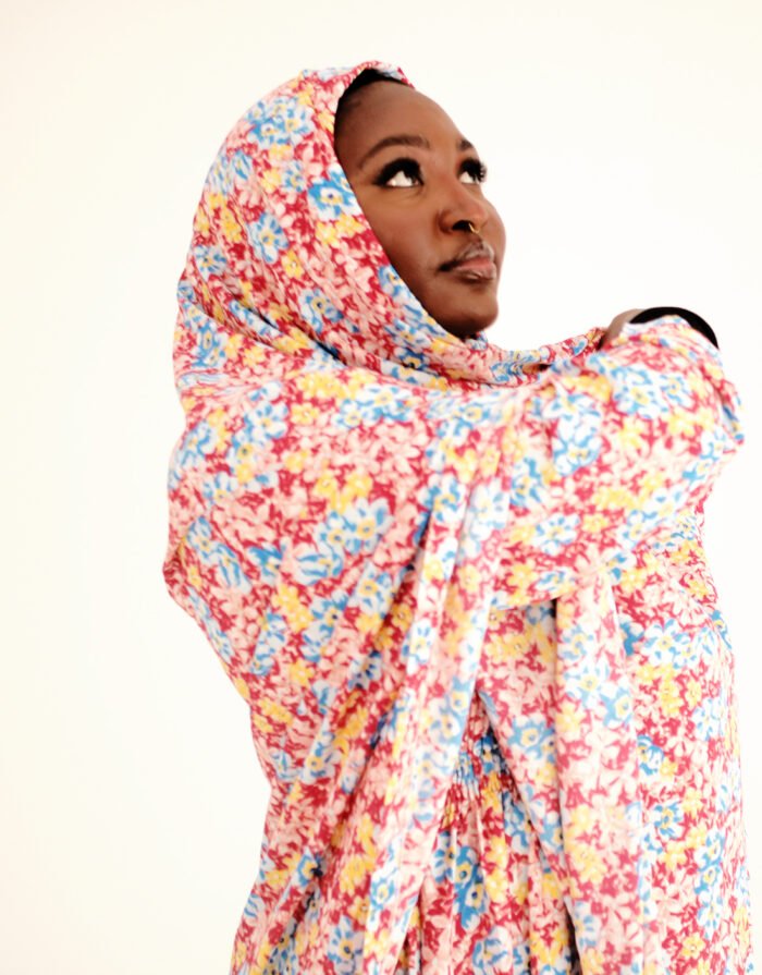 Mariama Pink Floral Long Sleeve Melhfa Dress - Image 2