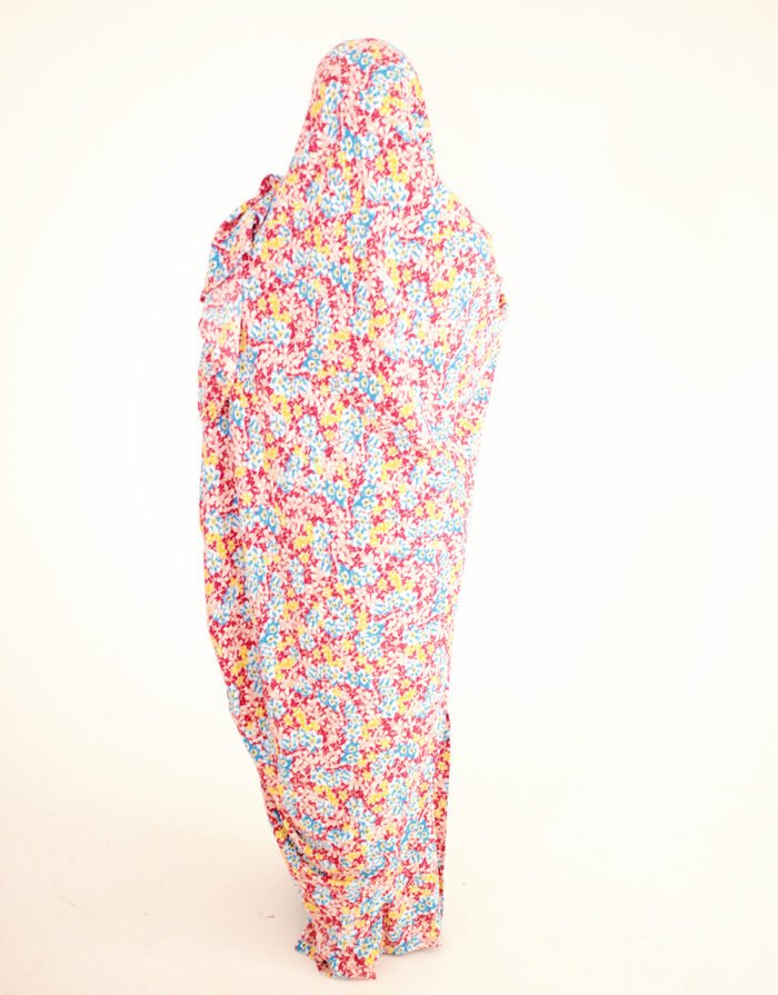 Mariama Pink Floral Long Sleeve Melhfa Dress - Image 6