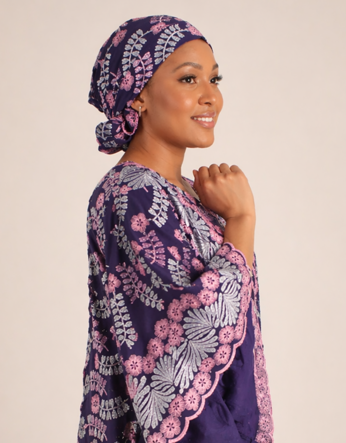 Kaltum Purple Swiss Lace Occasion Boubou - Image 3