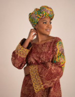 Rimaya Brown Kente Print Occasion Dress - Image 2