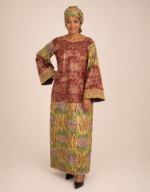 Rimaya Brown Kente Print Occasion Dress