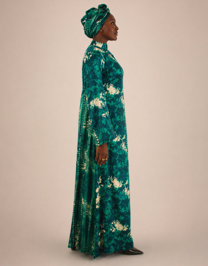 Rabi Silk Teal Dress - Image 3
