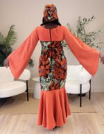 Minna Orange African Print Occasion Dress - Image 4