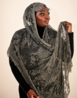 Nawrah Grey Embellished Chantilly Midi Mayafi