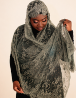 Nawrah Grey Embellished Chantilly Midi Mayafi - Image 2