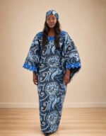 Bilqis Blue Embellished African Print Boubou