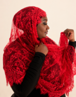 Fariha Red Embellished Chantilly Midi Mayafi - Image 2