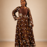 Fatoumata Brown Swiss Lace Dress