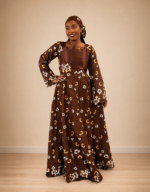 Fatoumata Brown Swiss Lace Dress