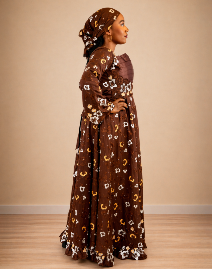 Fatoumata Brown Swiss Lace Dress - Image 2
