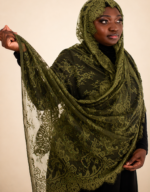 Hadeel Sage Green Embellished Chantilly Midi Mayafi