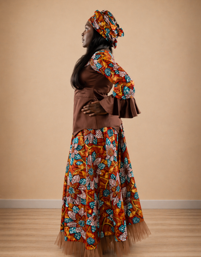 Hadiza Red Embellished African Print Co-ord - Image 2