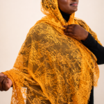 Kawthar Mustard Yellow Embellished Chantilly Midi Mayafi