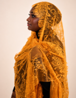 Kawthar Mustard Yellow Embellished Chantilly Midi Mayafi - Image 2