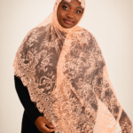 Raneem Peach Embellished Chantilly Midi Mayafi