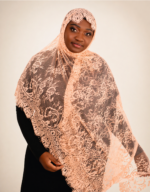 Raneem Peach Embellished Chantilly Midi Mayafi