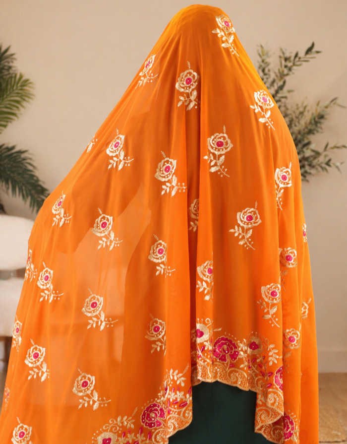 Raniya Orange Maxi Chiffon Mayafi - Image 2