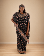 Rashida Black & Pink Embroidered Boubou