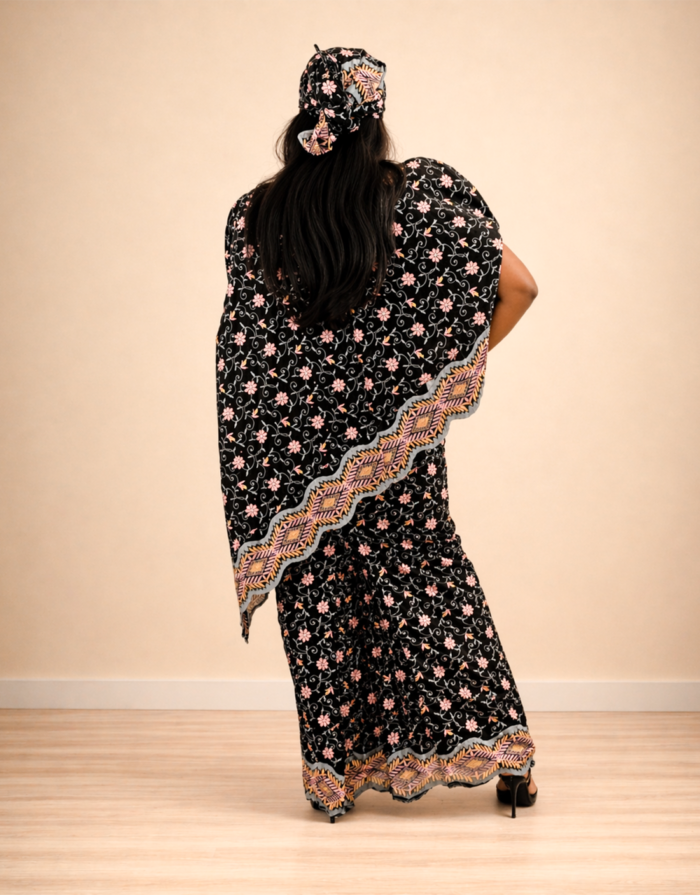 Rashida Black & Pink Embroidered Boubou - Image 3