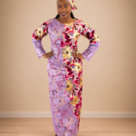 Sadiya Purple Embellished African Print Dress