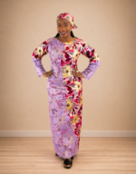 Sadiya Purple Embellished African Print Dress