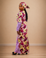 Sadiya Purple Embellished African Print Dress - Image 2