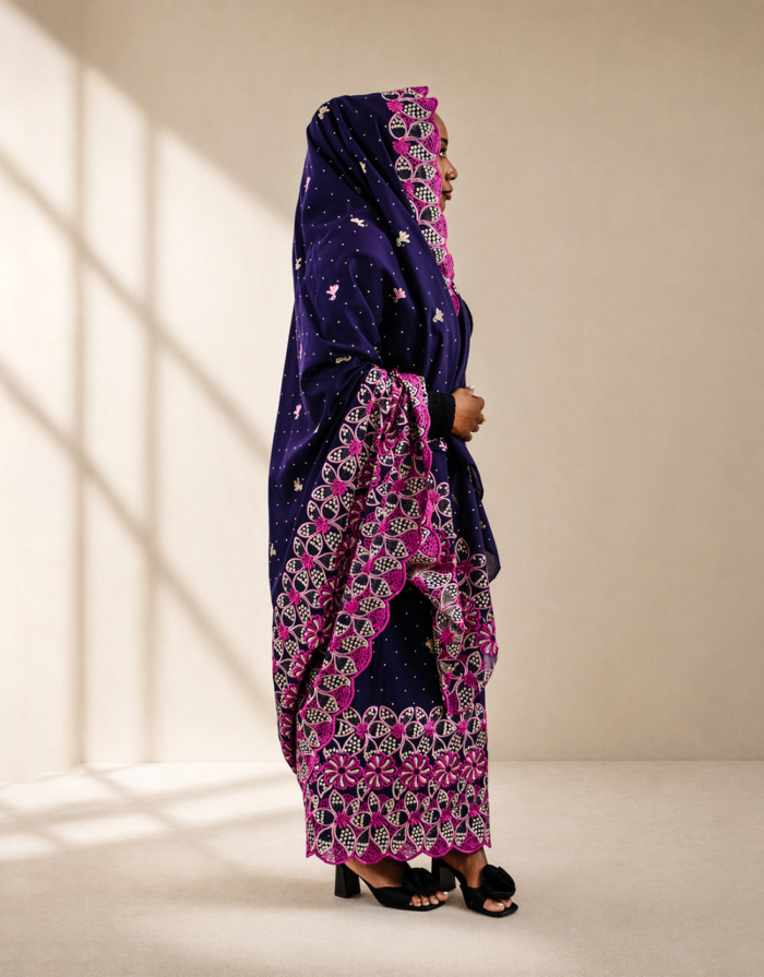 Sahira Purple Embroidered Swiss Lace Toub - Image 4