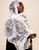 Sereen White Embellished Chantilly Midi Mayafi