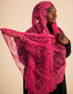 Zareen Hot Pink Embellished Chantilly Midi Mayafi - Image 2