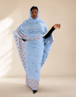 Zaria Blue Embroidered Swiss Lace Toub