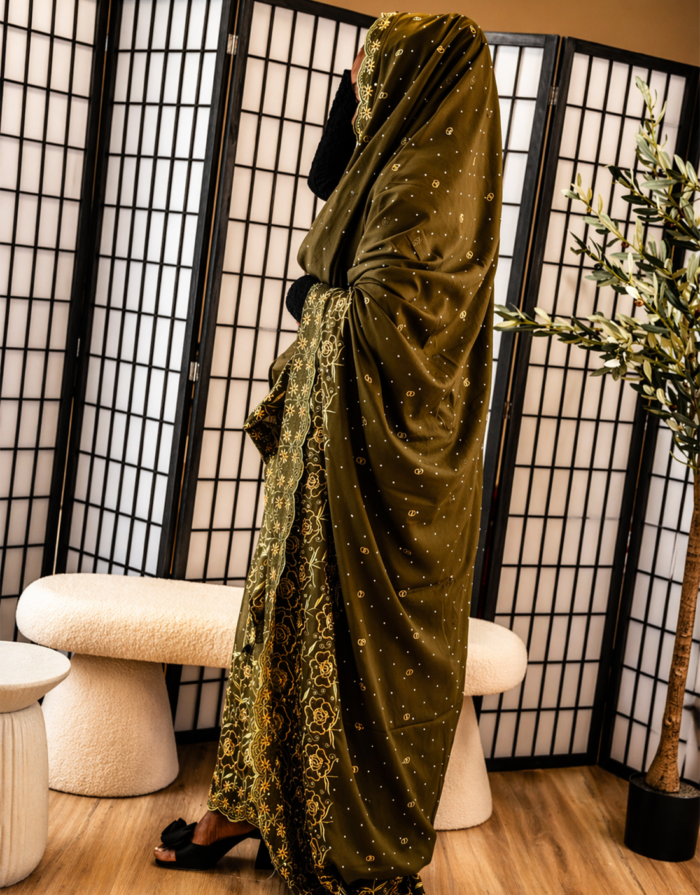 Zulei Olive Green Embroidered Swiss Lace Toub - Image 2