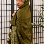 Zulei Olive Green Embroidered Swiss Lace Toub