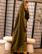 Zulei Olive Green Embroidered Swiss Lace Toub - Image 3